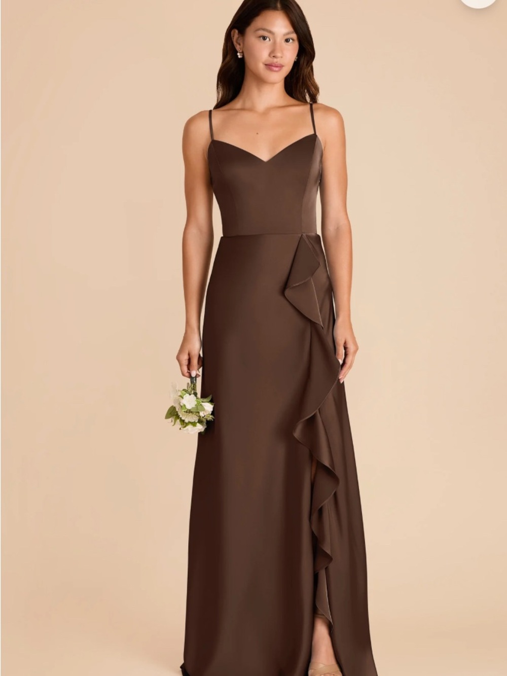 Birdy Grey Espresso Matte Satin Bridesmaids Dress
